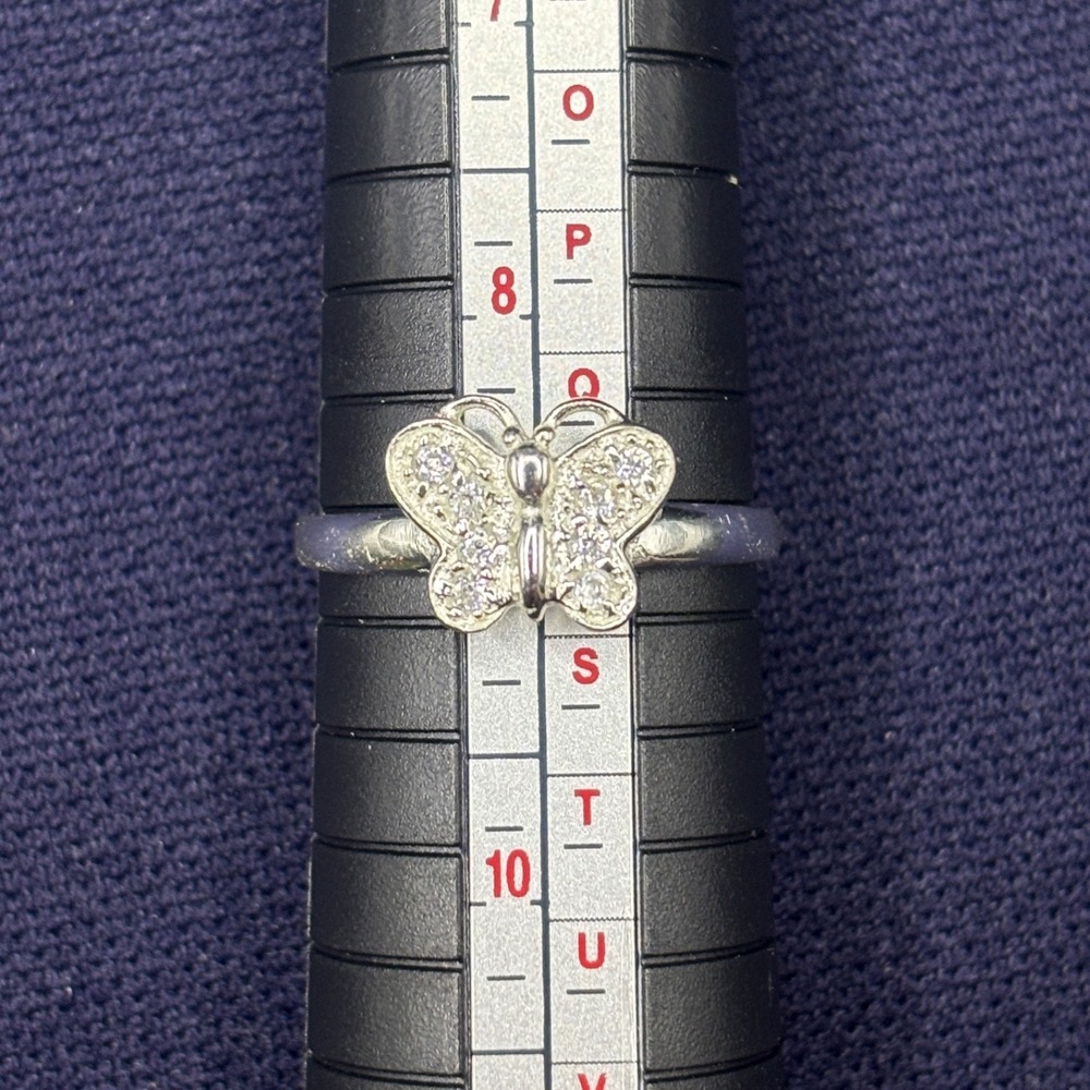 Butterfly Cubic Zirconia Size 9 Sterling Silver Ring‎